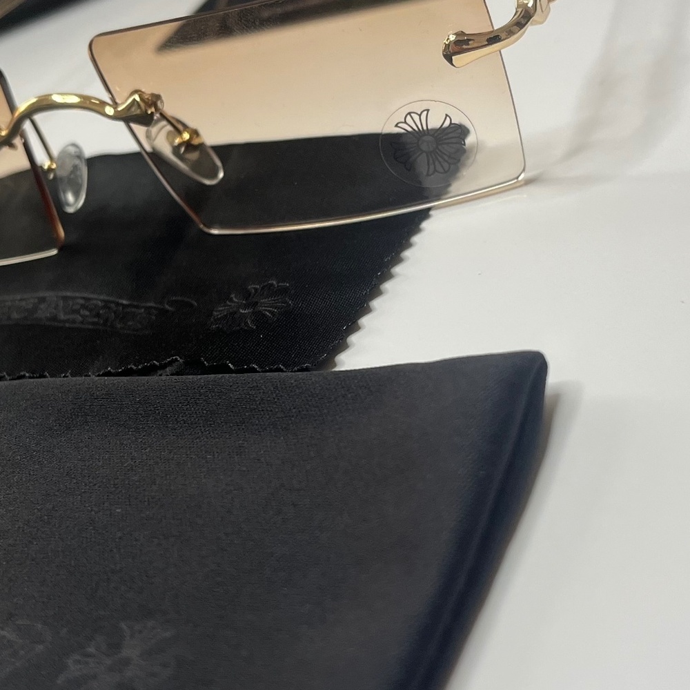 Chrome Hearts Rimless Gold Sunglasses with Gradient Brown Lenses